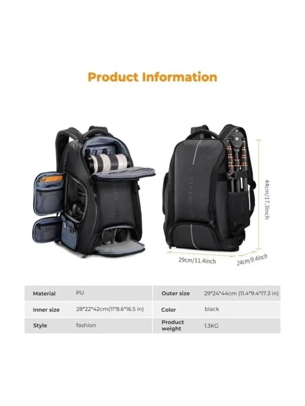 K&F Concept 25L Hard Shell Camera Backpack Rucksack Bag for Photography DSLR SLR